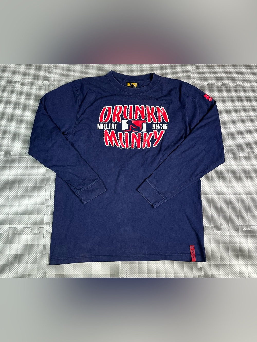 Vintage 90s Drunknmunky Navy Blue Long Sleeve T-Shirt L